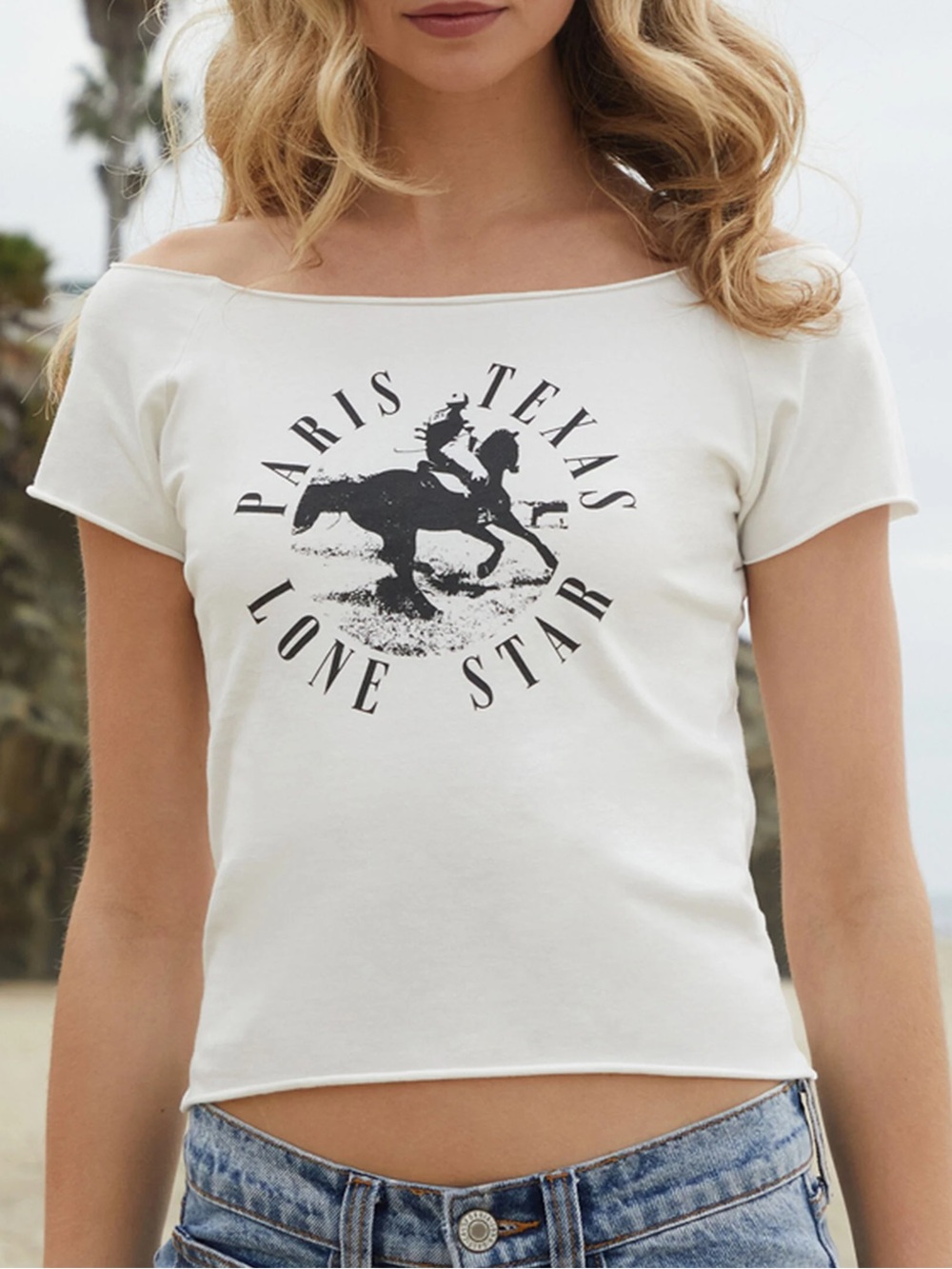 Brandy melville Paris Texas Bonnie off the shoulder top